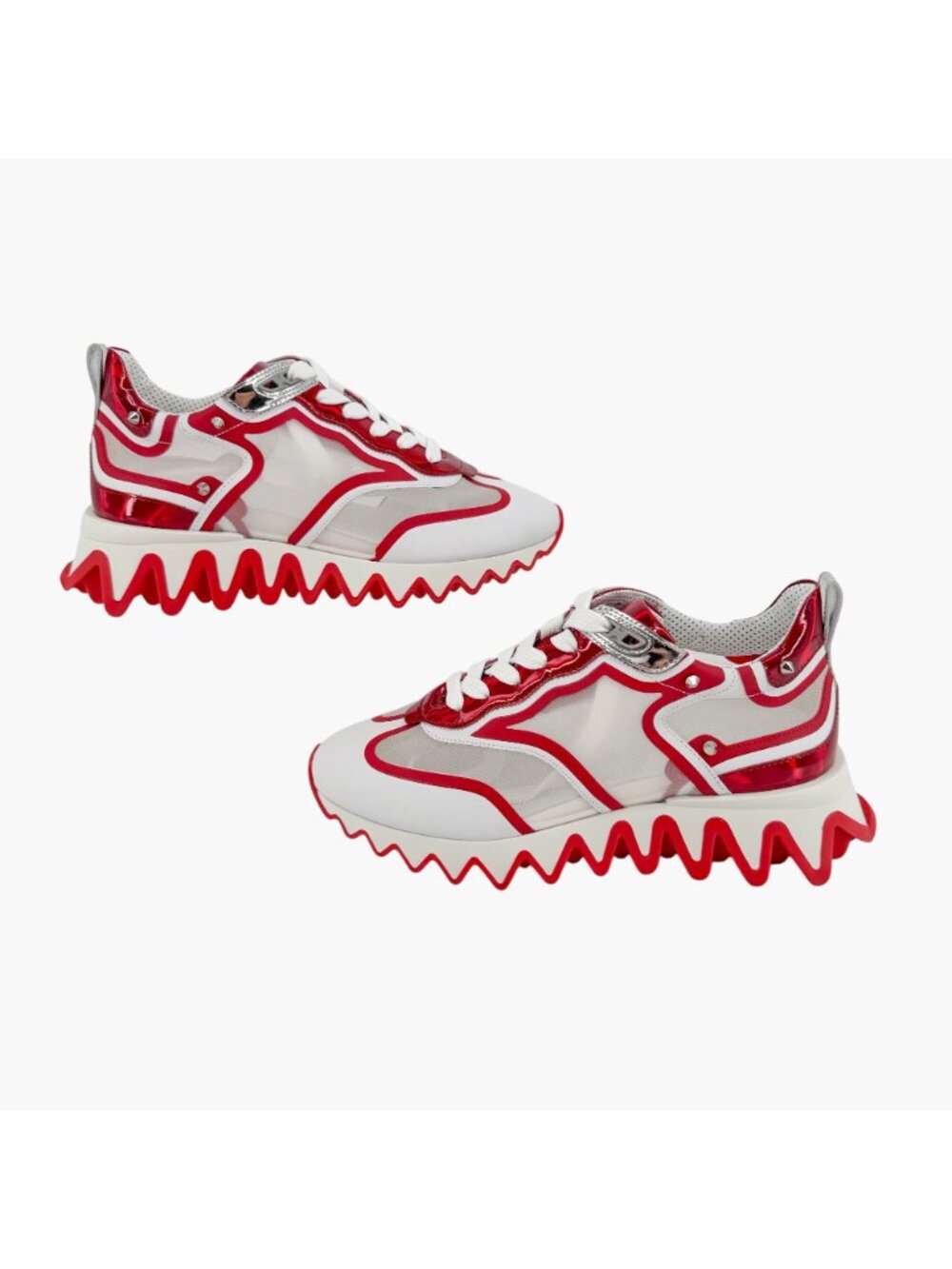 Christian Louboutin Sharkina Sneakers White Red Shark Size 37 US 7 Women's - Picture 9 of 15